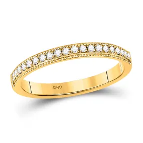 Keene Jewelers 14kt Yellow Gold Womens Round Diamond Wedding Single Row Band 1/6 Cttw