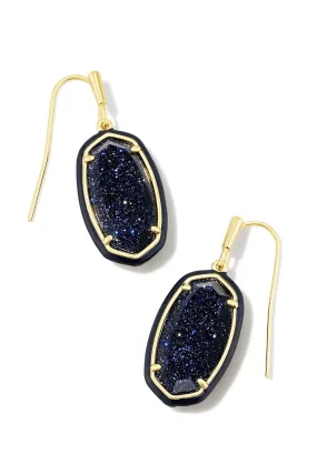 Kendra Scott Dani Enamel Frame Drop Earring-- Gold Navy Goldstone