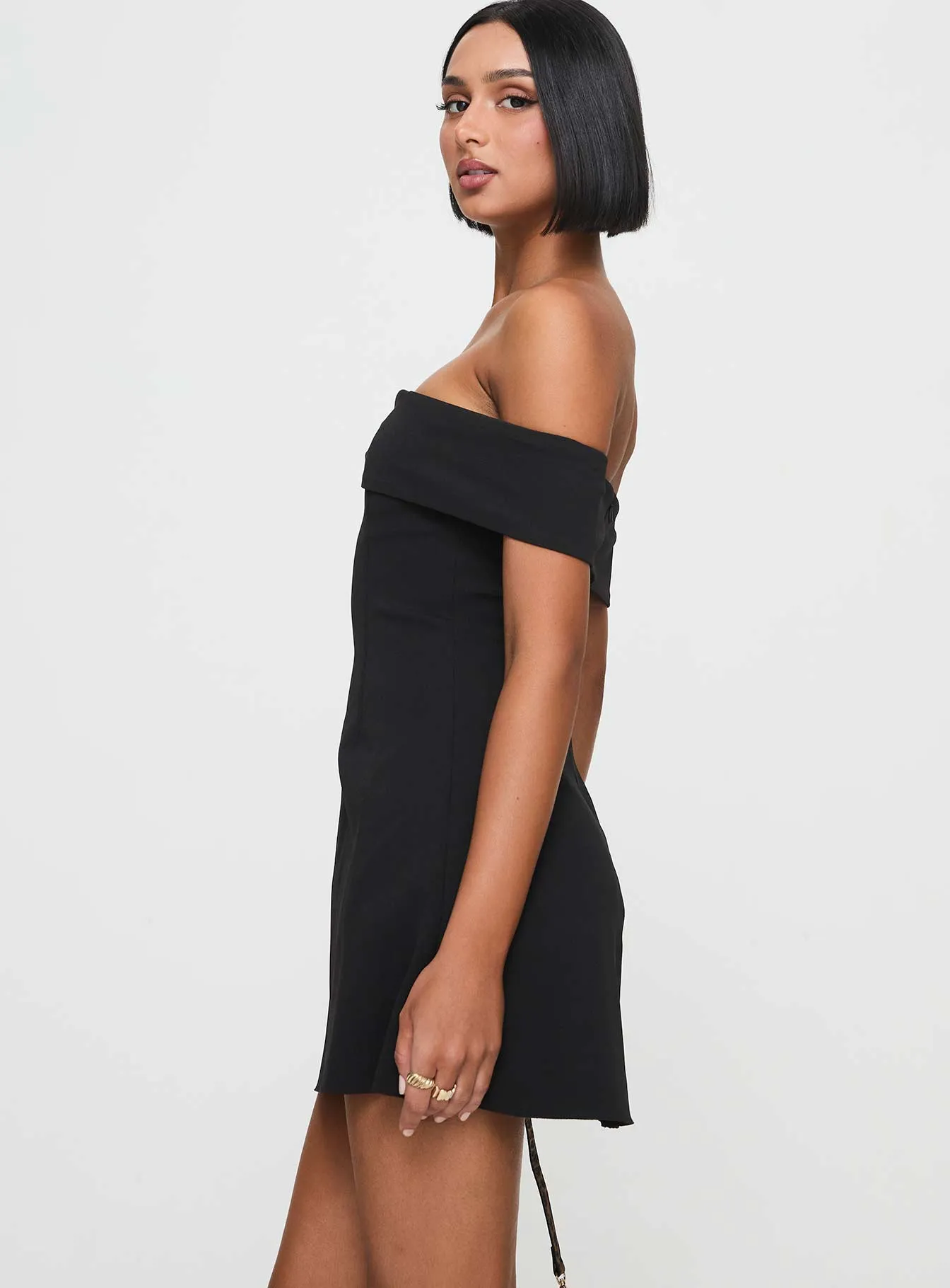 Lanes Off The Shoulder Mini Dress Black Tall