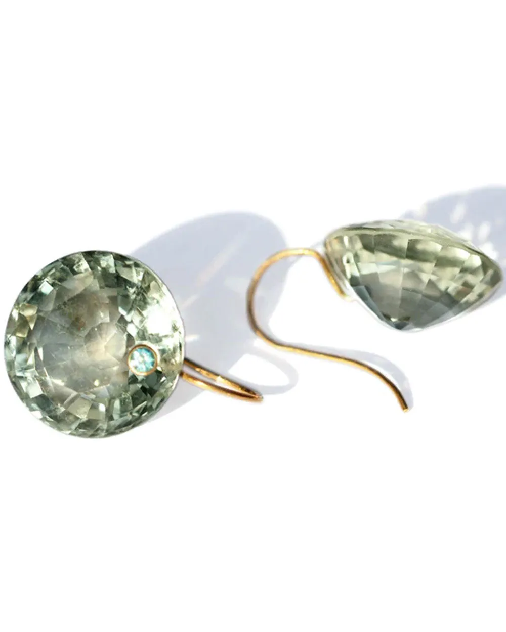 Large Green Quartz Gem Earrings