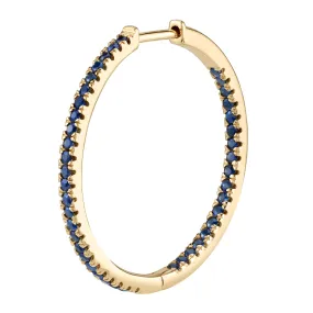 Large Inside Out Hoop - Blue Sapphire / 14k Yellow Gold