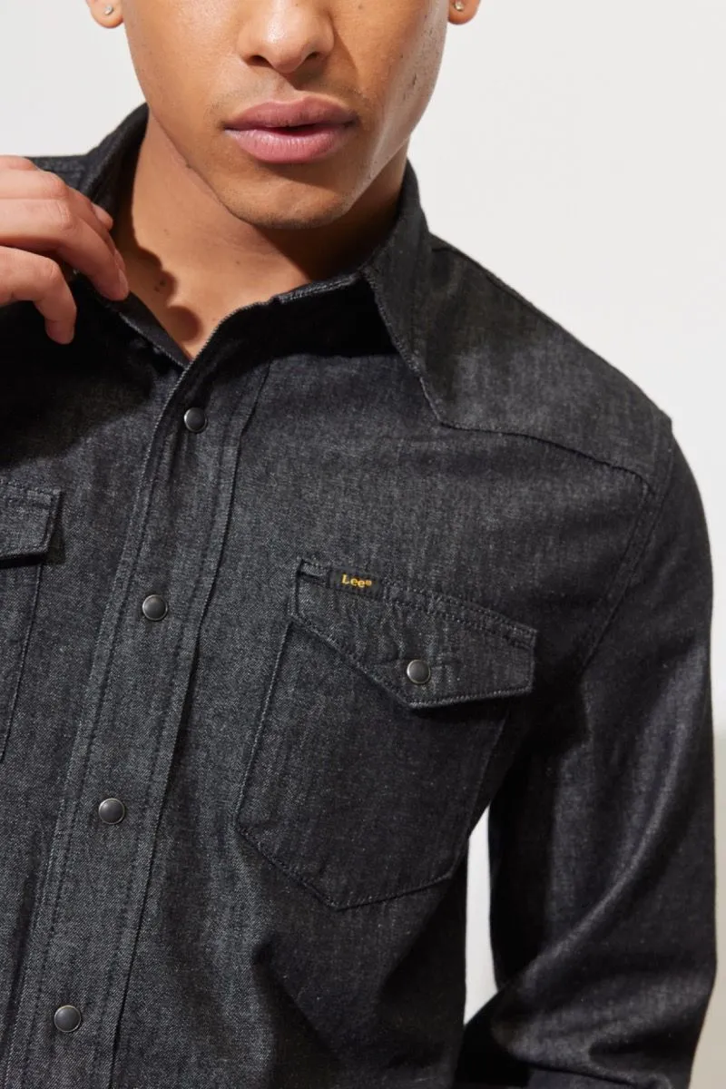 Lee Western Denim Long Sleeve Shirt Washed Black