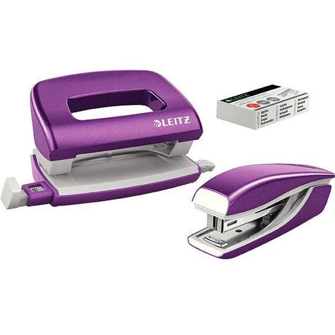 Leitz Nexxt Wow Mini Stapler And Hole Punch Set Purple