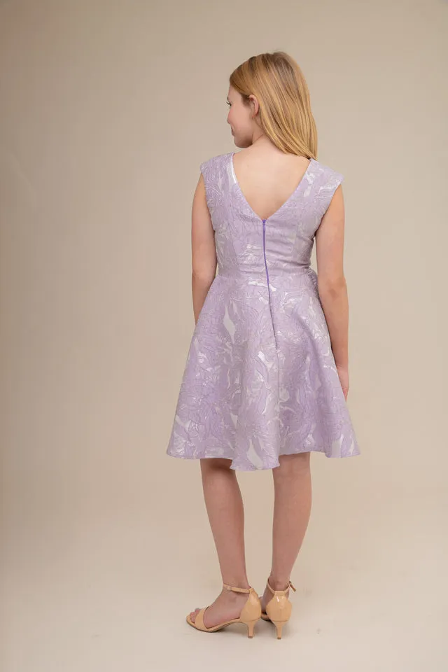 Lilac Floral Cap Sleeve Dress