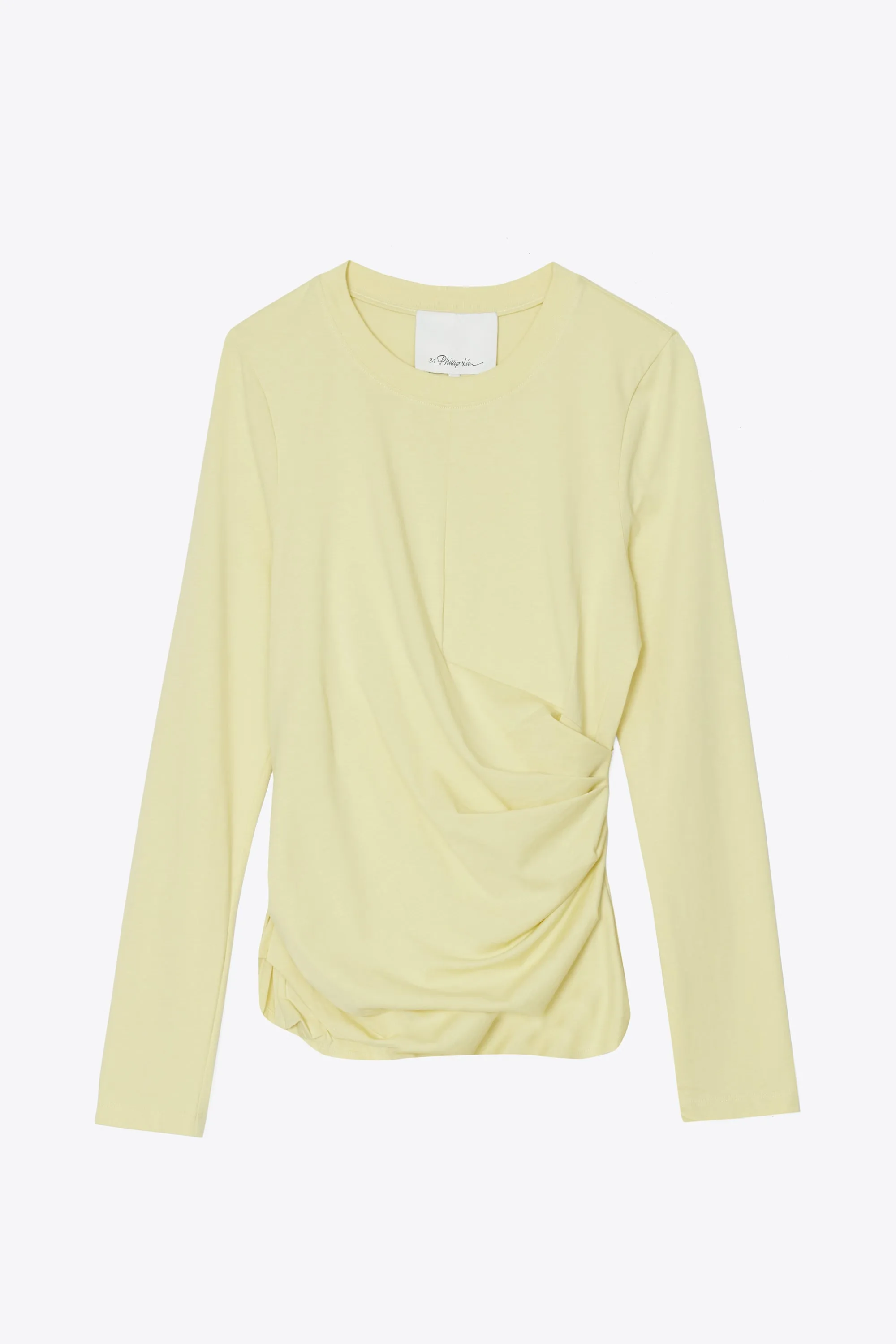 Long Sleeve Draped Cotton Jersey T-Shirt