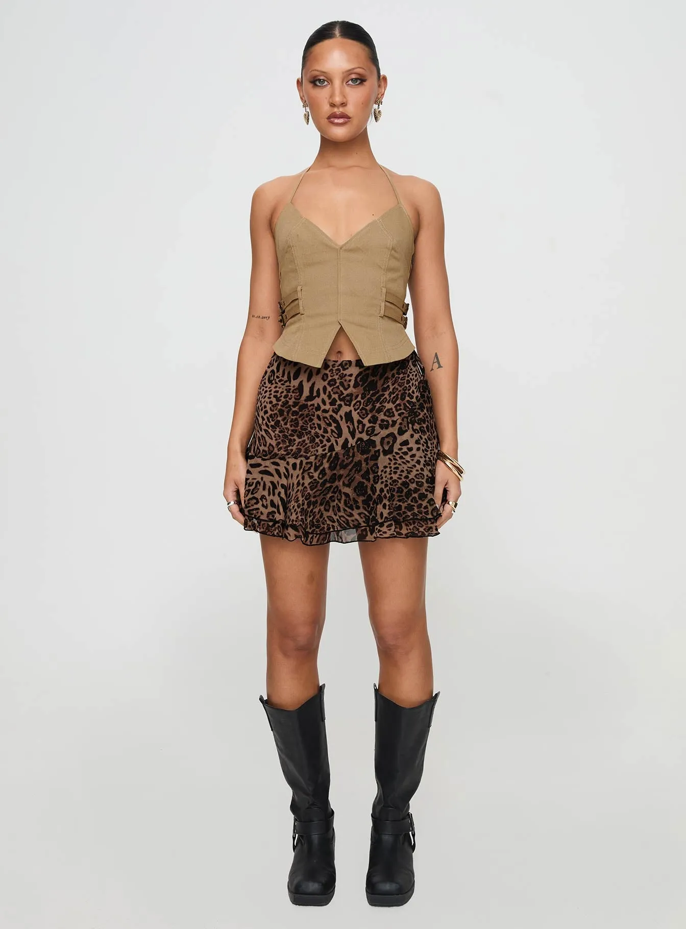 Luned Mini Skirt Leopard Tall