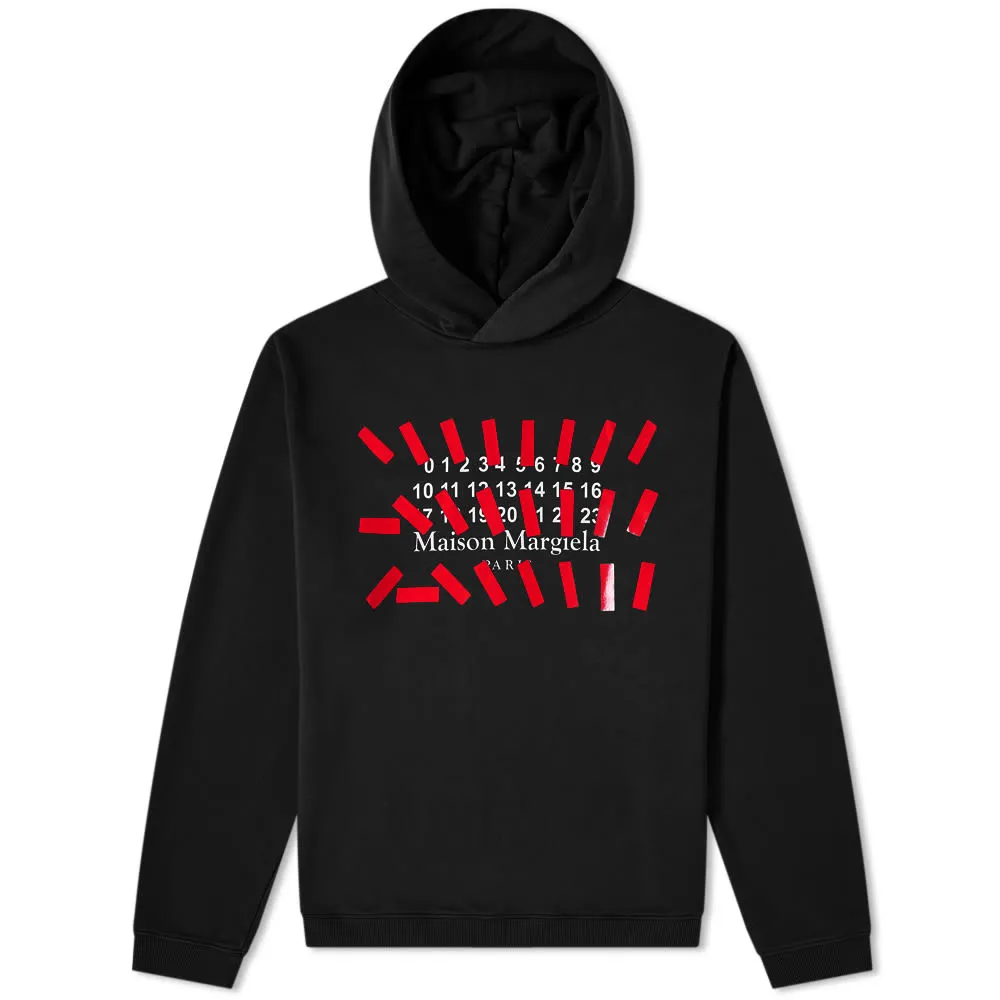 Maison Margiela Tape Logo HoodieBlack, White & Red