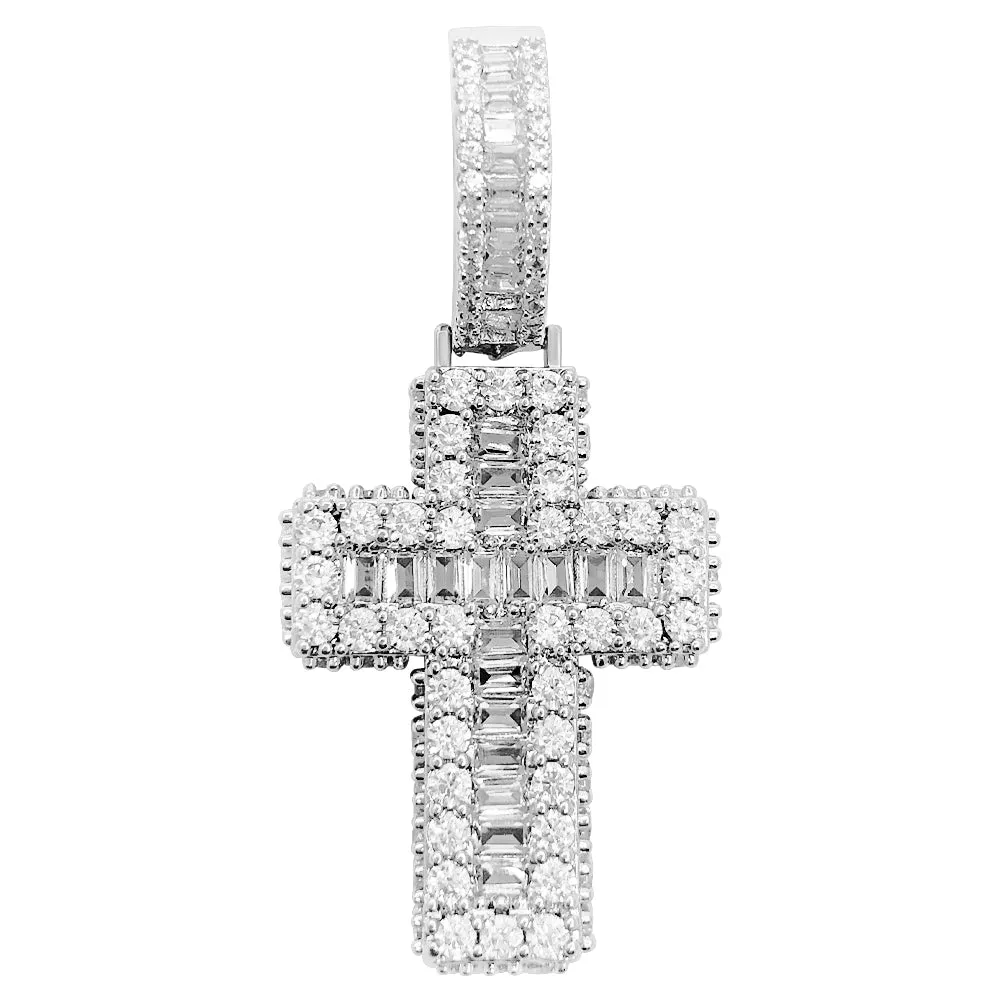 Mini Baguette Cross CZ Hip Hop Bling Bling Pendant