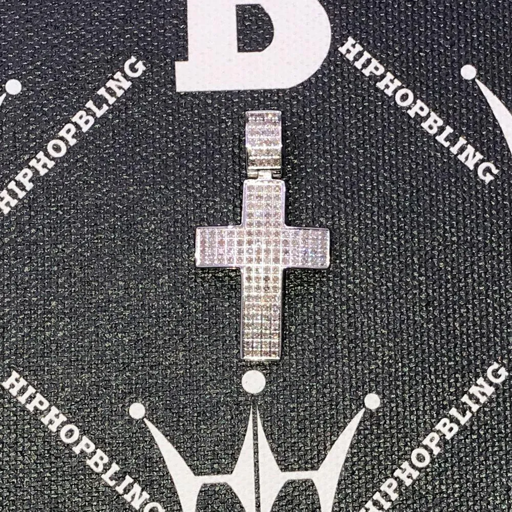 Mini Diamond Cross 1.40cttw Pendant Stainless Steel