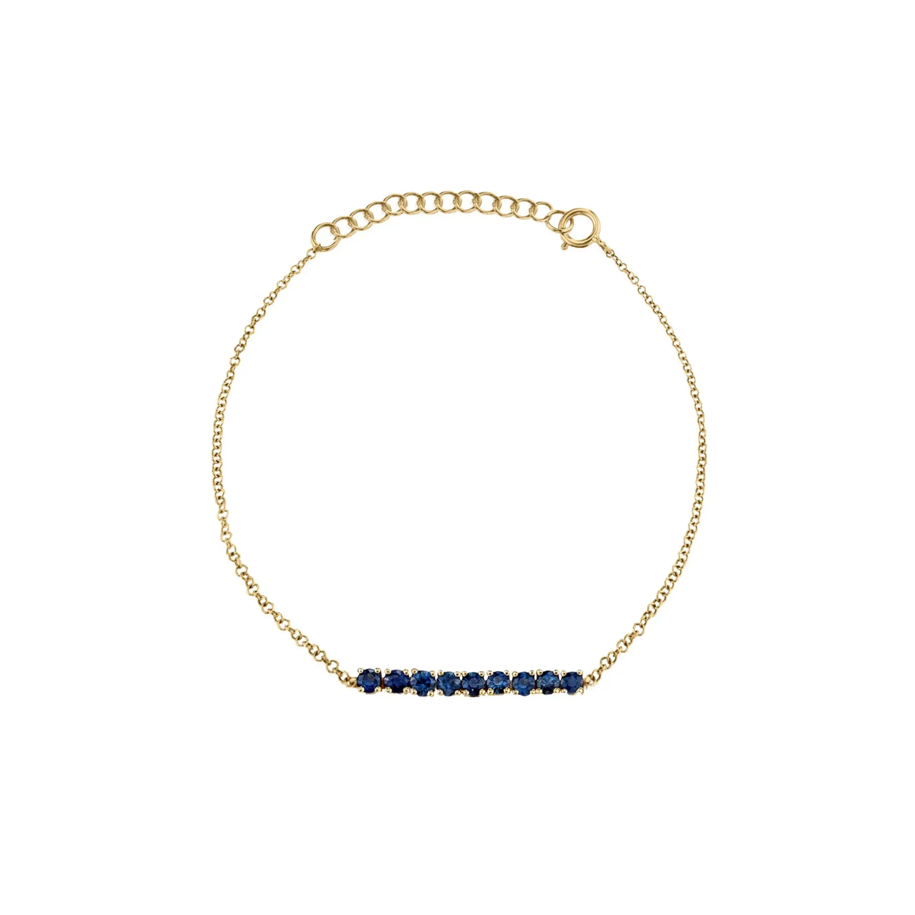 Mini Personalized Tennis Bracelet - Blue Sapphire / 14k Yellow Gold