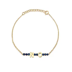 Mini Personalized Tennis Bracelet - Blue Sapphire / 14k Yellow Gold