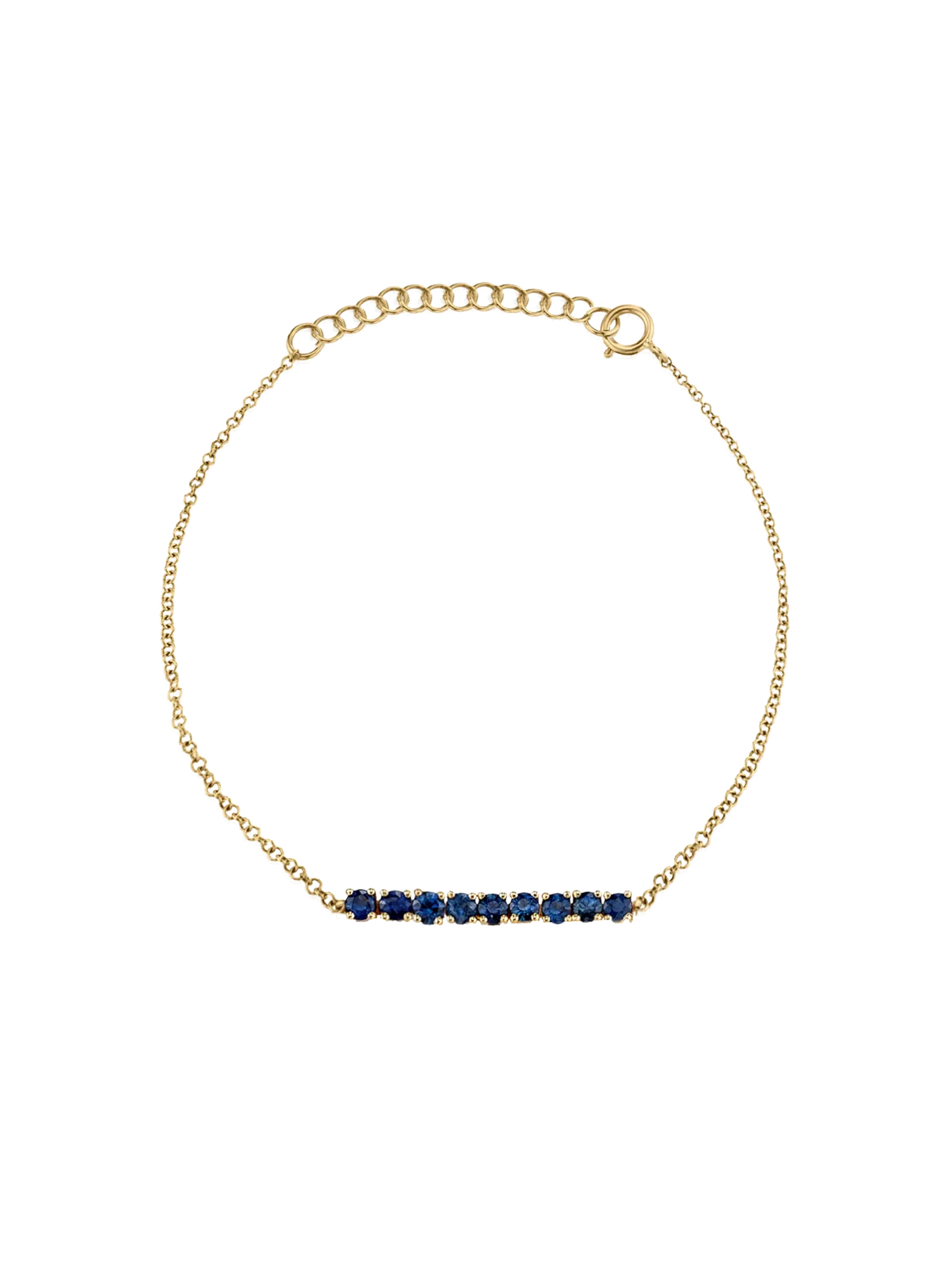 Mini Personalized Tennis Bracelet - Blue Sapphire / 14k Yellow Gold