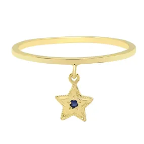 Mini Star Birthstone Dangle Ring