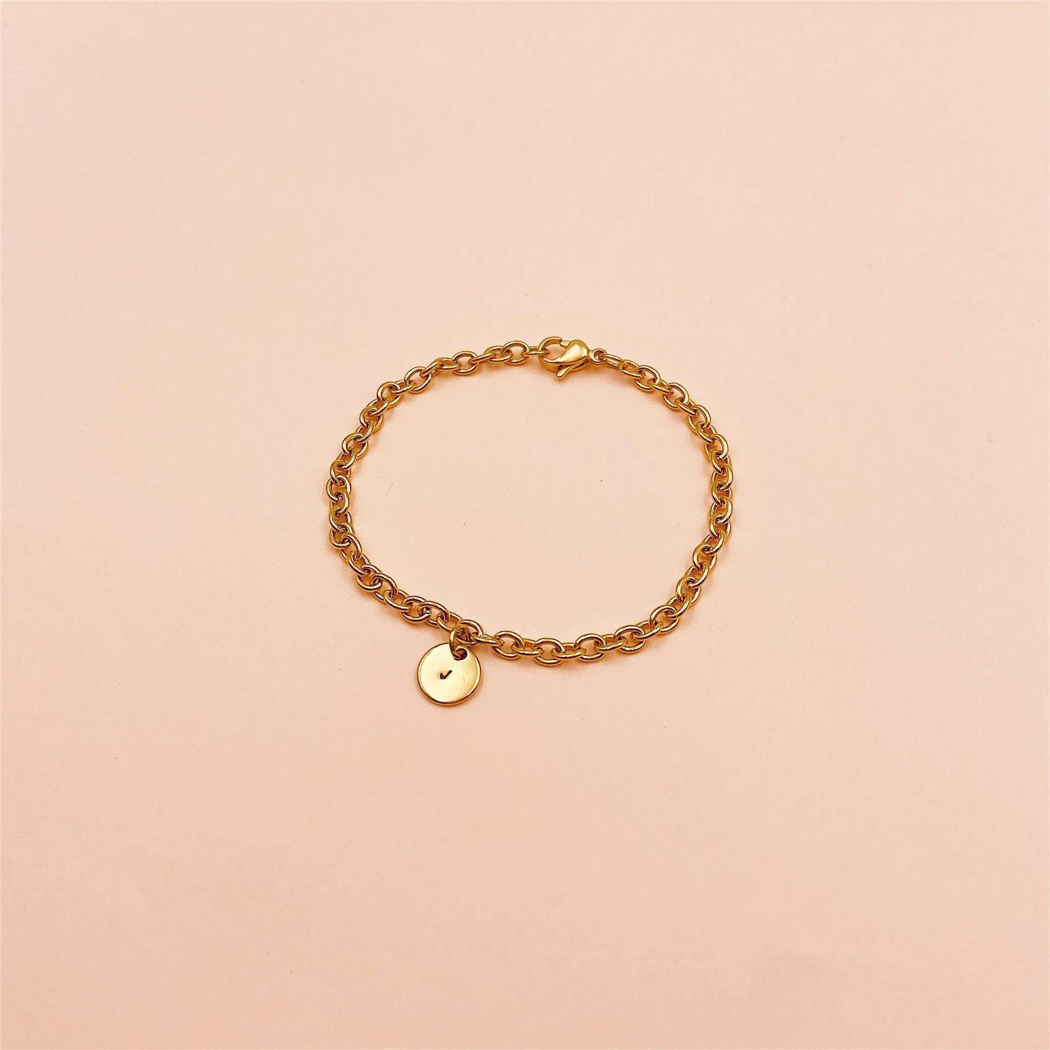 Monogram Mini Disc Cable Chain Bracelet (3 characters)