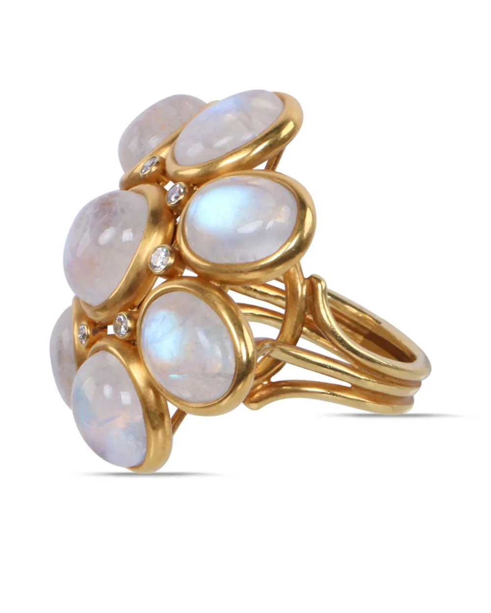 Moonstone and Diamond Cluster Ring