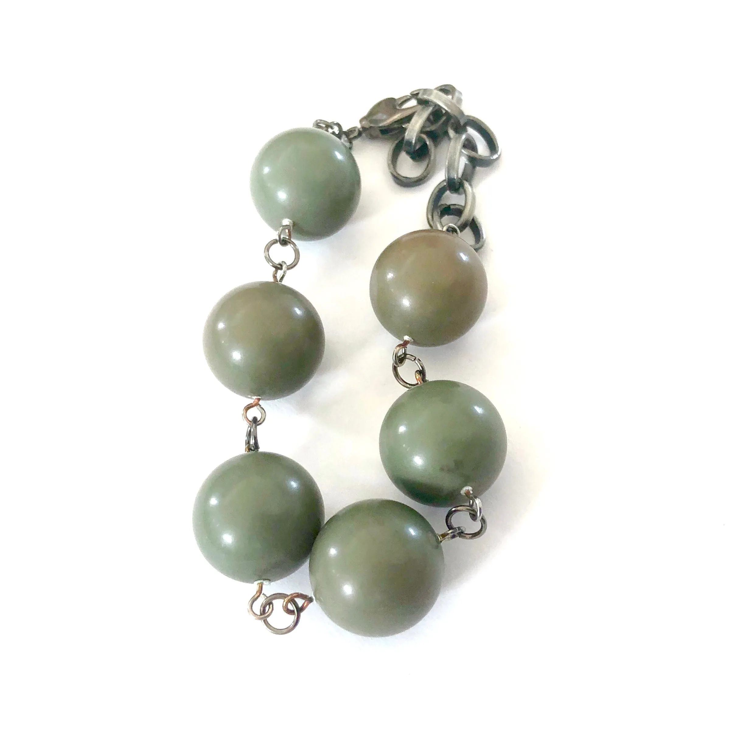 Moss Green Lucite Bubble Stations Bracelet