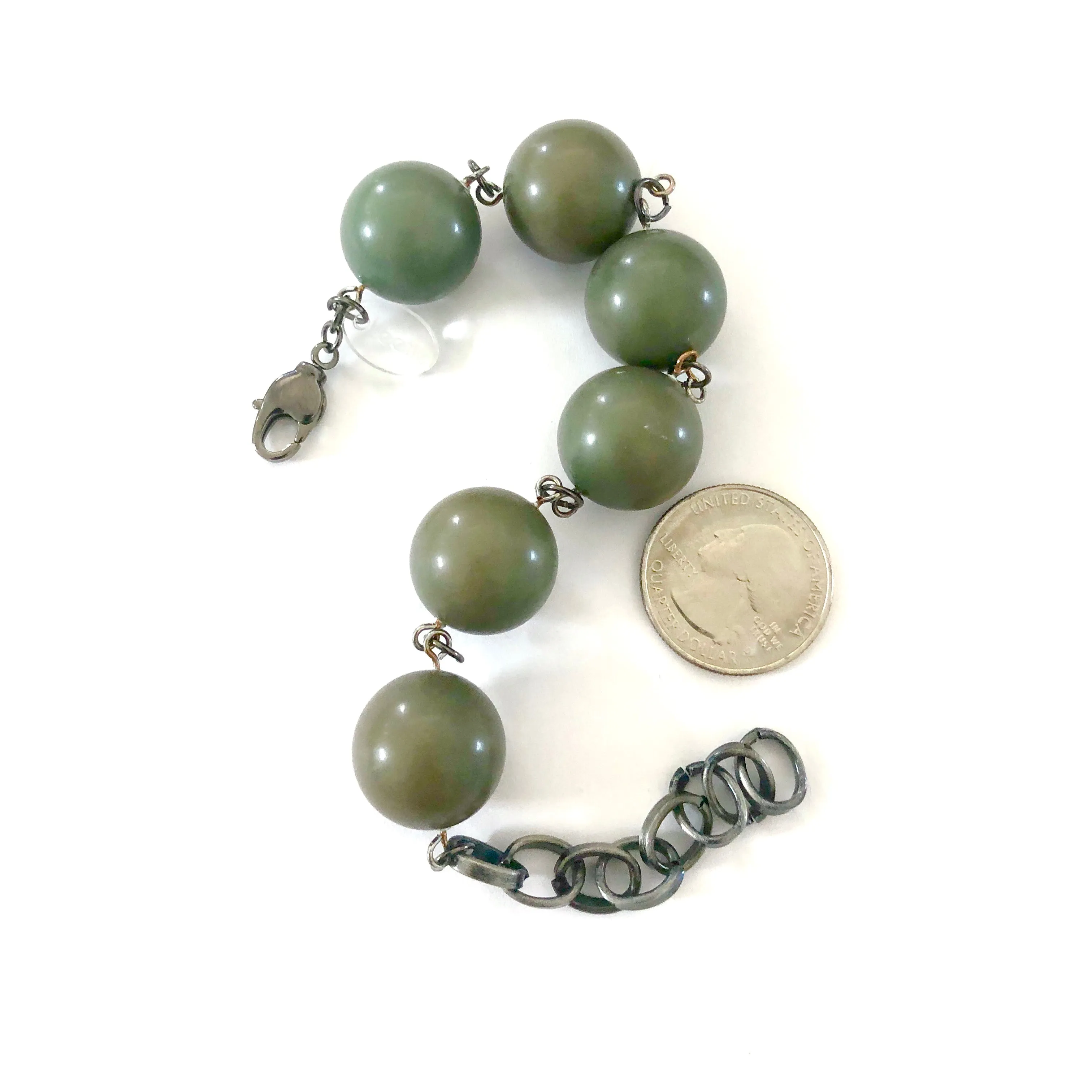 Moss Green Lucite Bubble Stations Bracelet