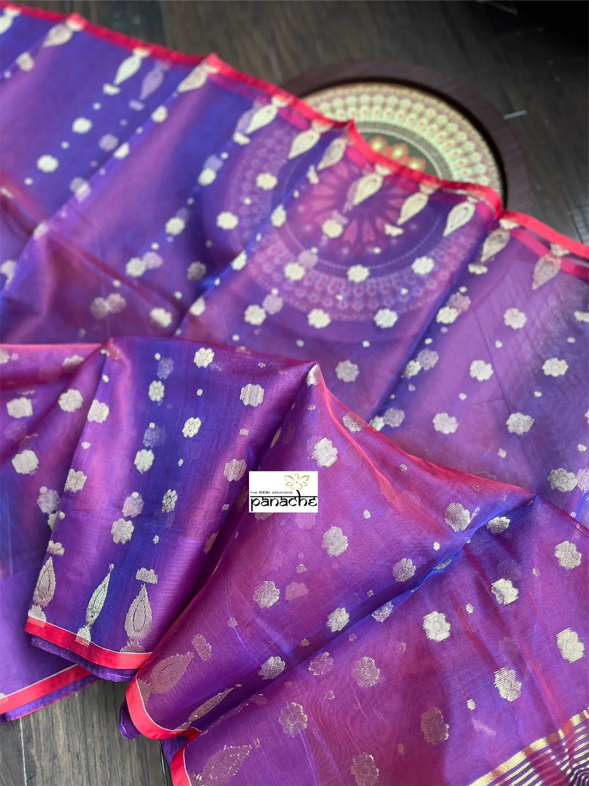 Muslin Jamdaani - Purple Red