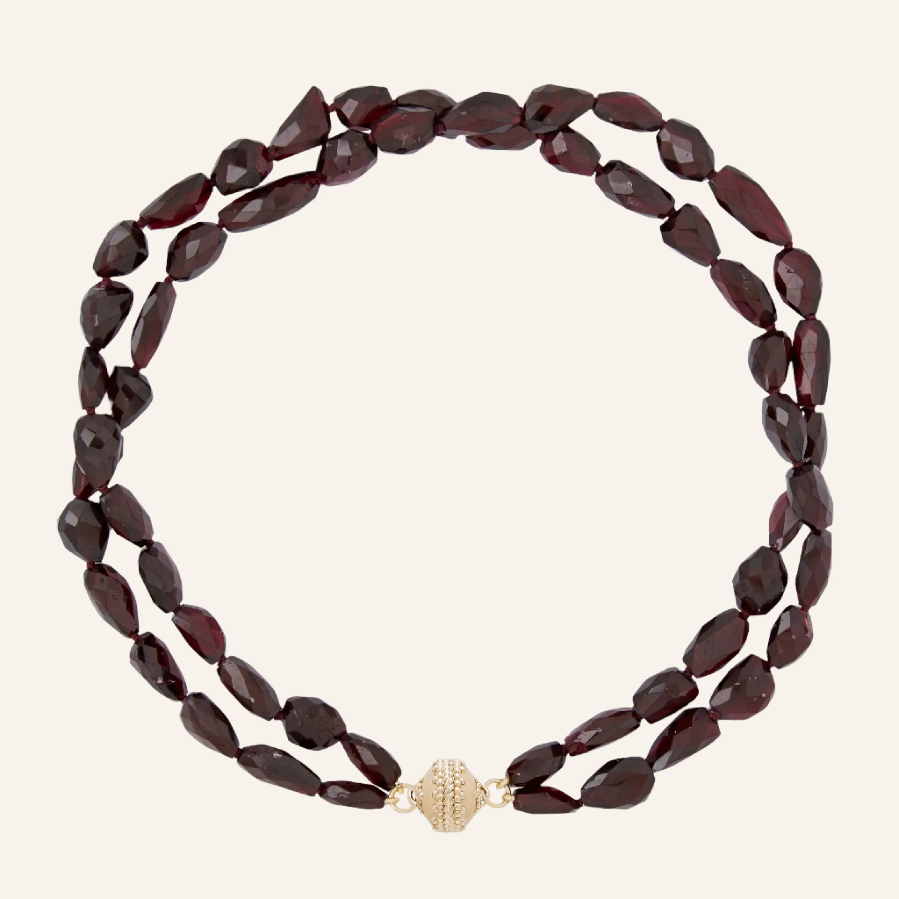 Nancy Red Garnet Double Strand Necklace