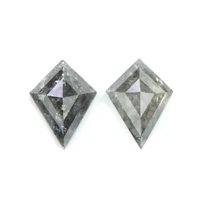 Natural Loose Kite Salt And Pepper Diamond Black Grey Color 1.37 CT 7.95 MM Kite Shape Rose Cut Diamond L2145