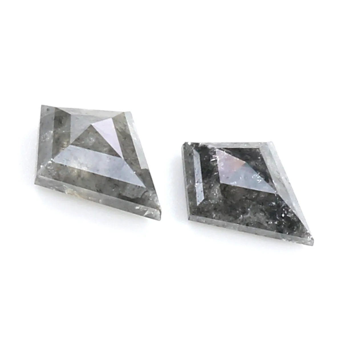 Natural Loose Kite Salt And Pepper Diamond Black Grey Color 1.37 CT 7.95 MM Kite Shape Rose Cut Diamond L2145