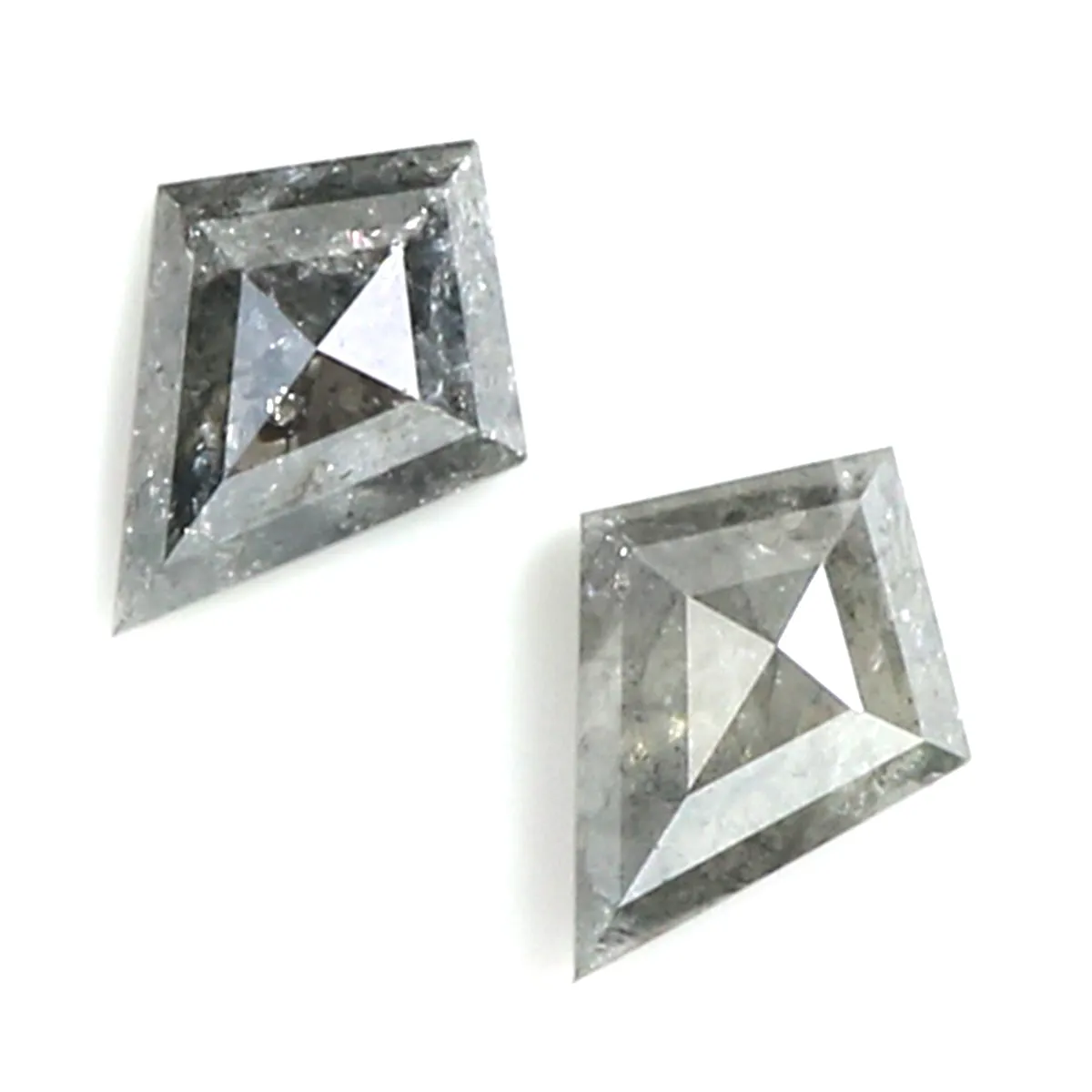 Natural Loose Kite Salt And Pepper Diamond Black Grey Color 1.37 CT 7.95 MM Kite Shape Rose Cut Diamond L2145