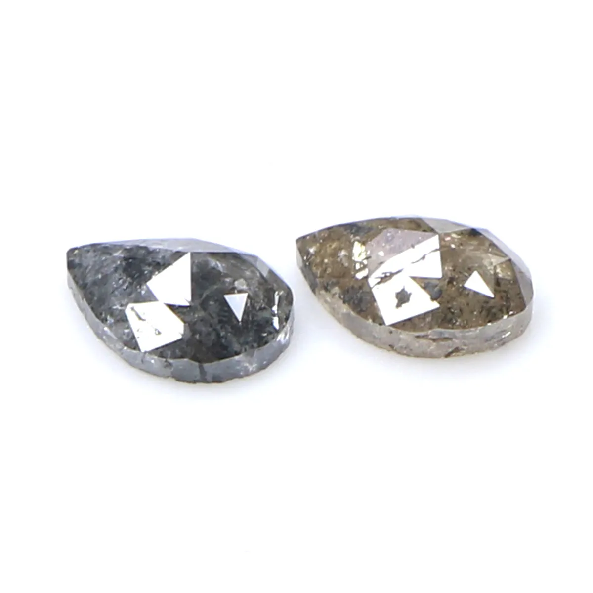 Natural Loose Pear Salt And Pepper Diamond Black Grey Color 1.02 CT 6.30 MM Pear Shape Rose Cut Diamond L2082