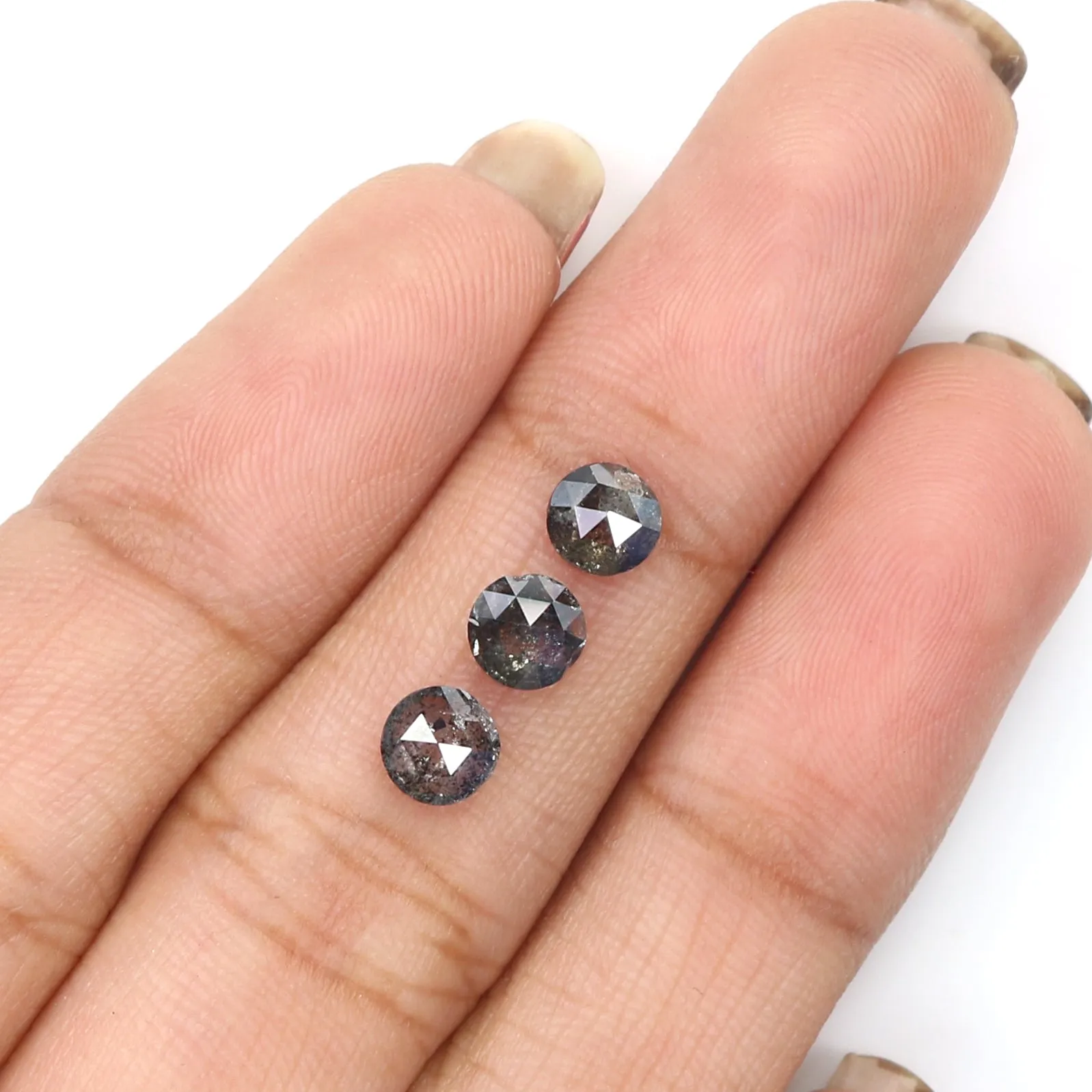 Natural Loose Rose Cut Salt And Pepper Diamond Black Grey Color 1.26 CT 4.70 MM Round Rose Cut Shape Diamond KR1729