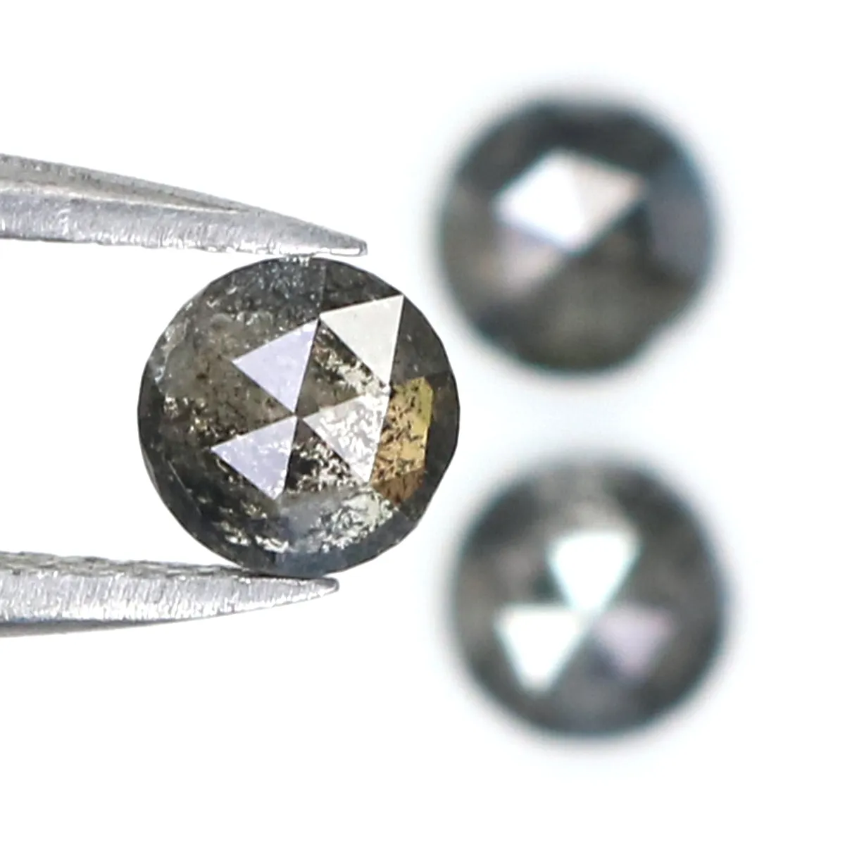 Natural Loose Rose Cut Salt And Pepper Diamond Black Grey Color 1.26 CT 4.70 MM Round Rose Cut Shape Diamond KR1729