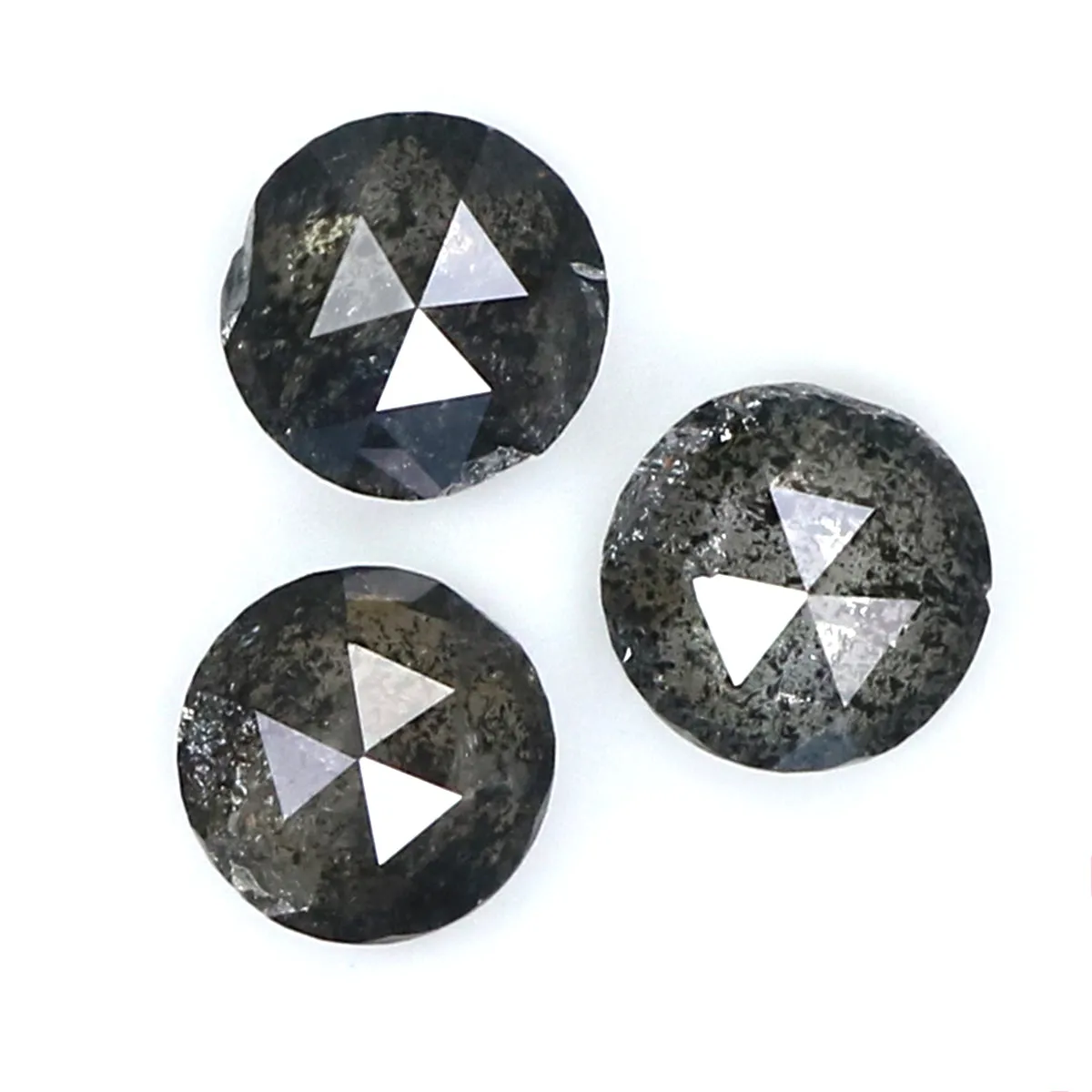 Natural Loose Rose Cut Salt And Pepper Diamond Black Grey Color 1.26 CT 4.70 MM Round Rose Cut Shape Diamond KR1729