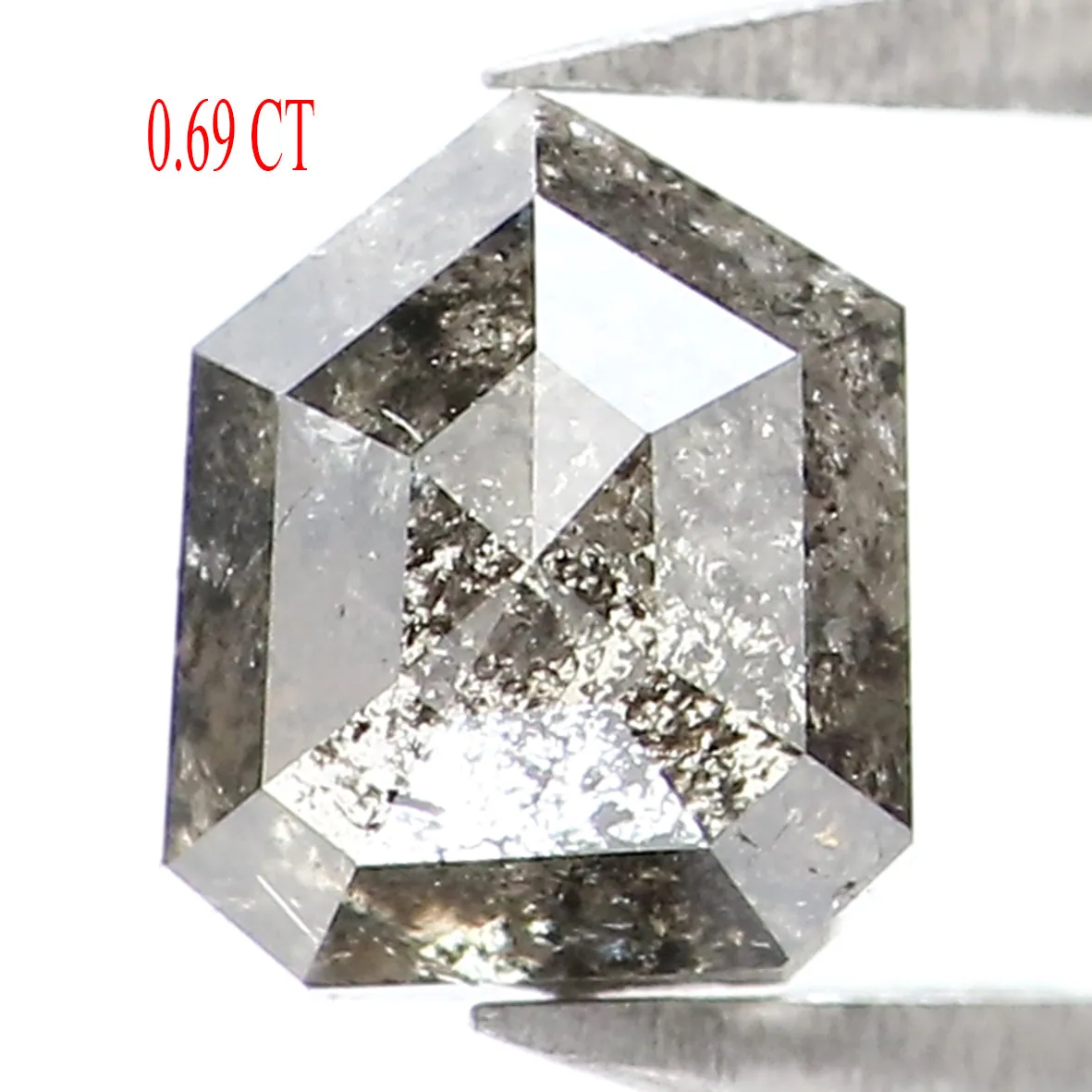 Natural Loose Shield Salt And Pepper Diamond Black Grey Color 0.69 CT 5.30 MM Shield Shape Rose Cut Diamond L7095