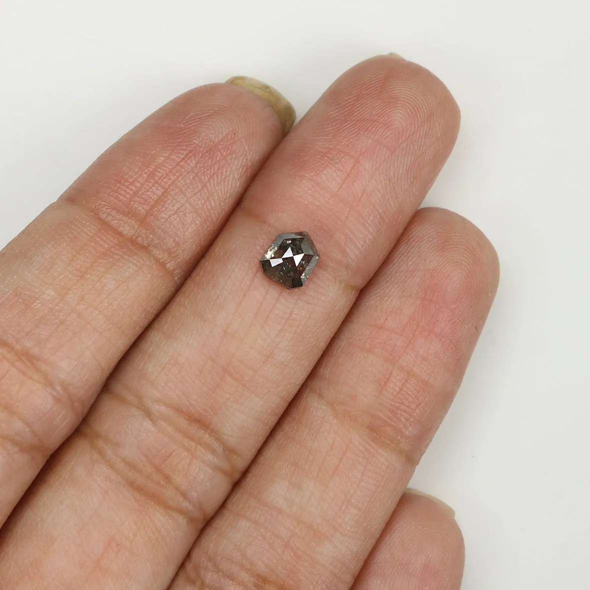 Natural Loose Shield Salt And Pepper Diamond Black Grey Color 0.69 CT 5.30 MM Shield Shape Rose Cut Diamond L7095