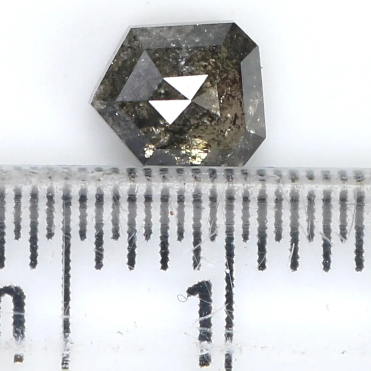 Natural Loose Shield Salt And Pepper Diamond Black Grey Color 0.69 CT 5.30 MM Shield Shape Rose Cut Diamond L7095