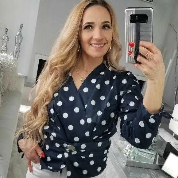 Navy Blue Polka-Dot Top