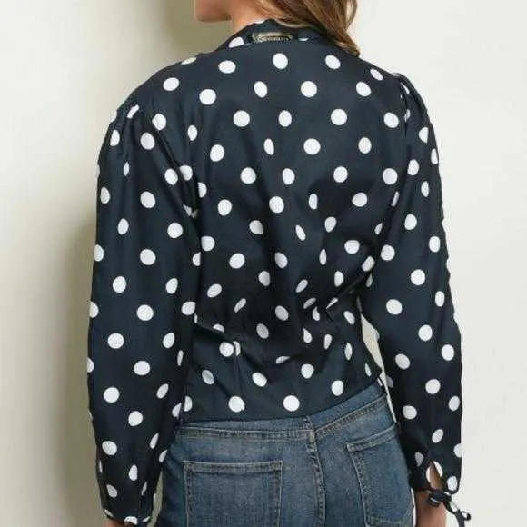 Navy Blue Polka-Dot Top