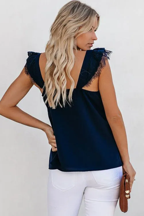 Navy Flutter Sleeve Tank