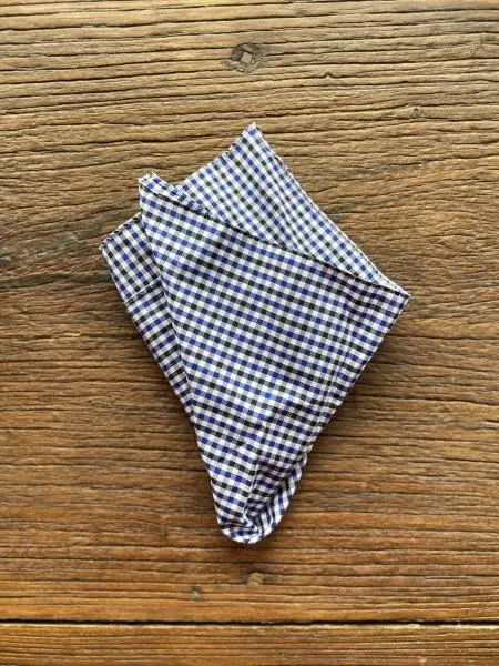 NAVY GINGHAM POCKET SQUARE