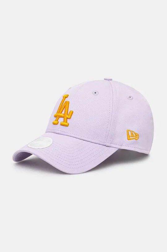 New Era cotton baseball cap ESS 9FORTY® LOS ANGELES DODGERS violet color with an application 60565238