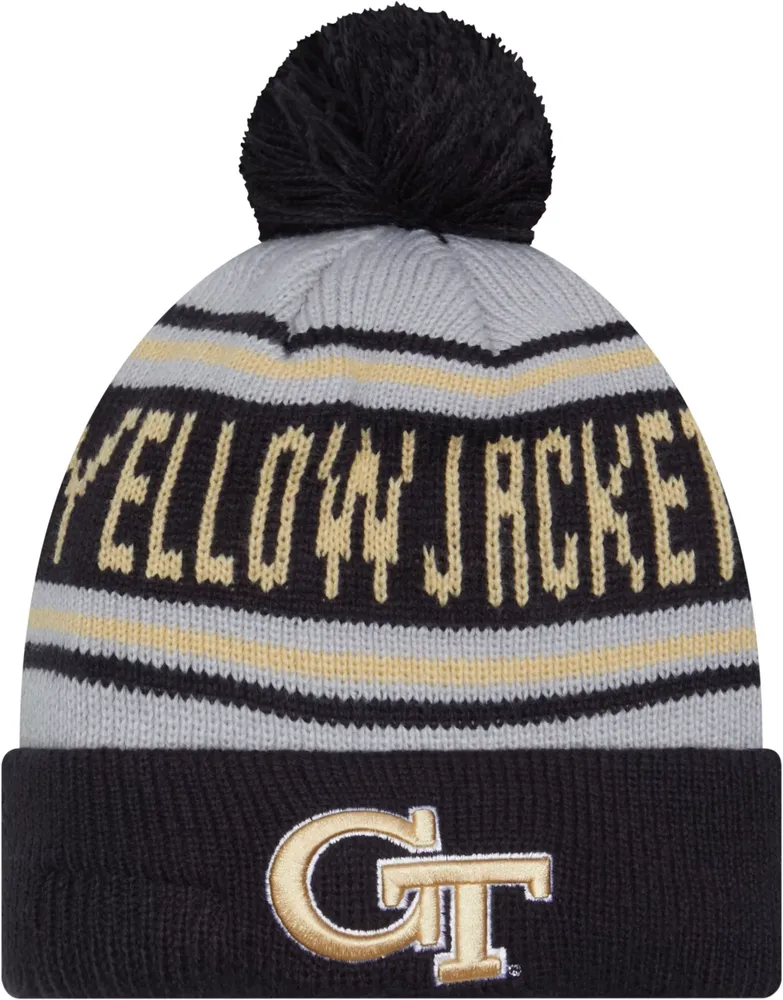 New Era Men's Georgia Tech Yellow Jackets Navy Pom Wordmark Beanie