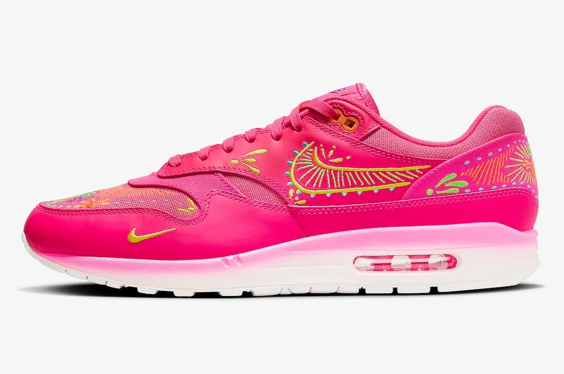 Nike Air Max 1 Premium Dia De Muertos Hyper Pink Sail Opti Yellow Green Strike FQ8172-645