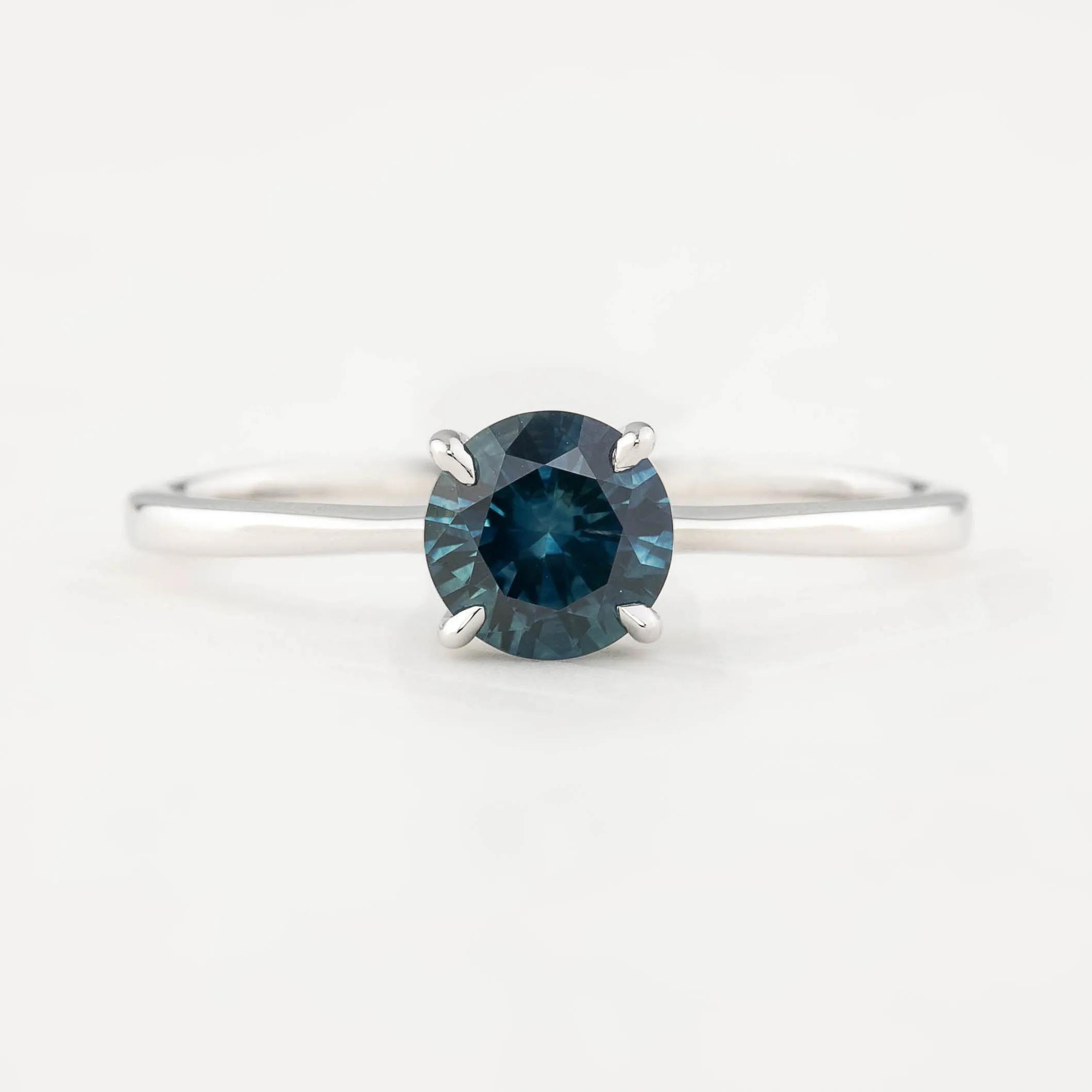 Nina Ring 0.91ct Peacock Blue Green Montana Sapphire, 14k White Gold (One of a kind)