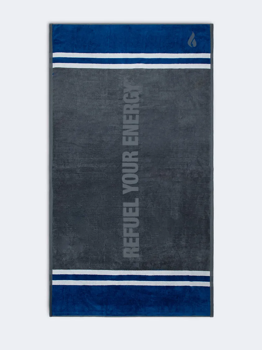 Oil And Gaz Cotton Unisex Beach Towel Grey/Navy/White