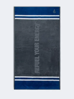 Oil And Gaz Cotton Unisex Beach Towel Grey/Navy/White