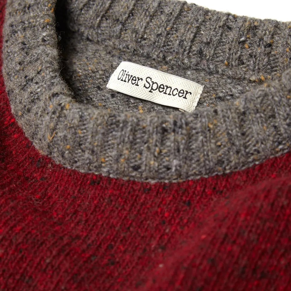 Oliver Spencer Panel Crew NeckCharcoal & Red