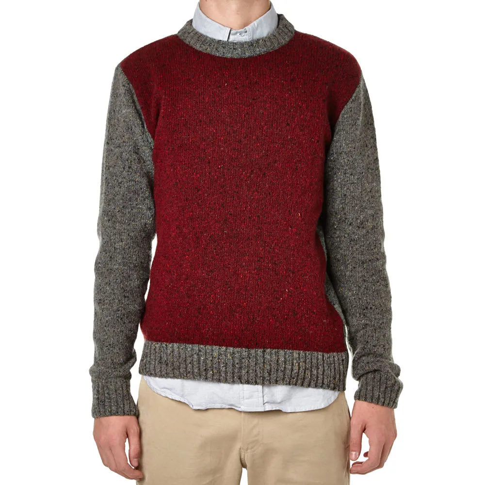 Oliver Spencer Panel Crew NeckCharcoal & Red