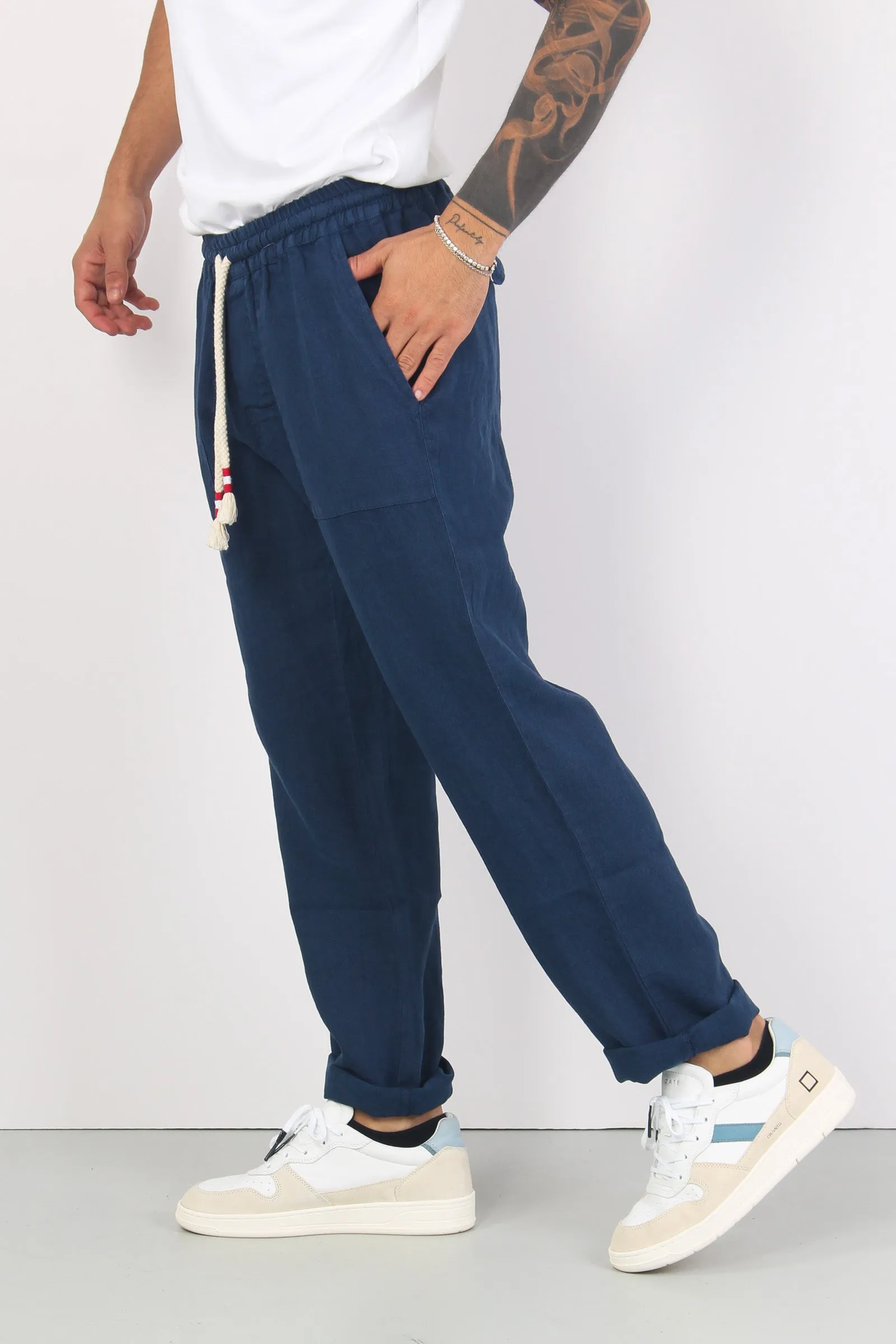 Pantalone Lino Blu Navy