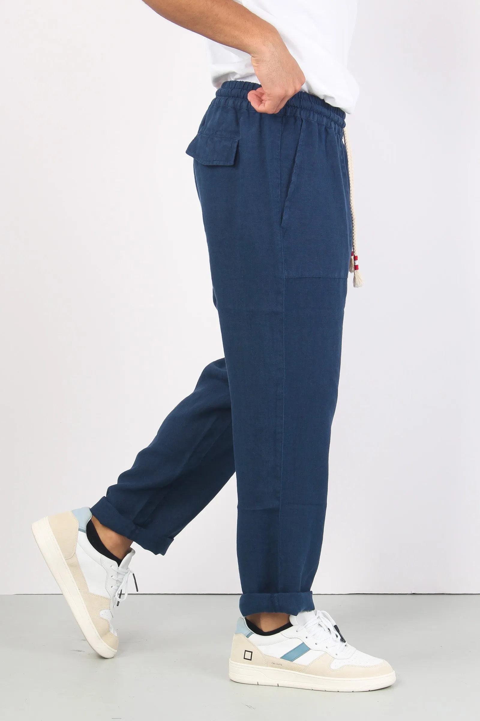 Pantalone Lino Blu Navy