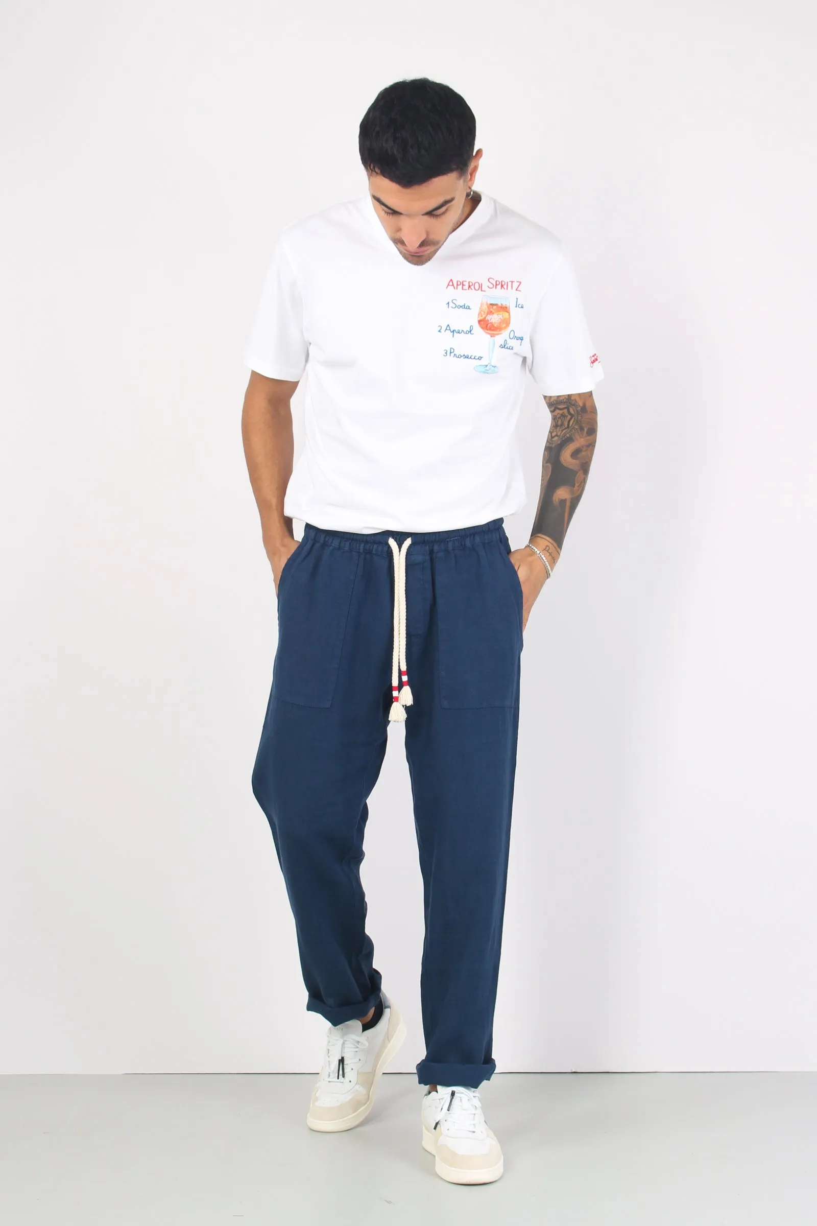 Pantalone Lino Blu Navy