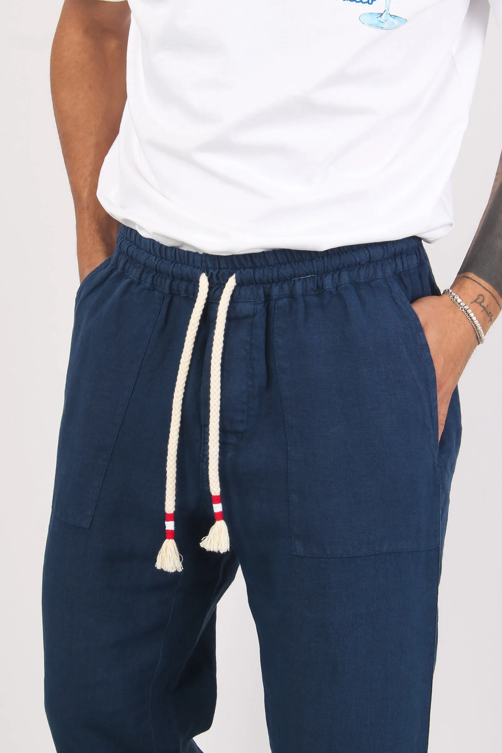 Pantalone Lino Blu Navy