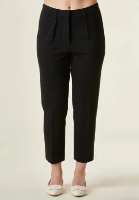 Pantalone nero con pinces stretch